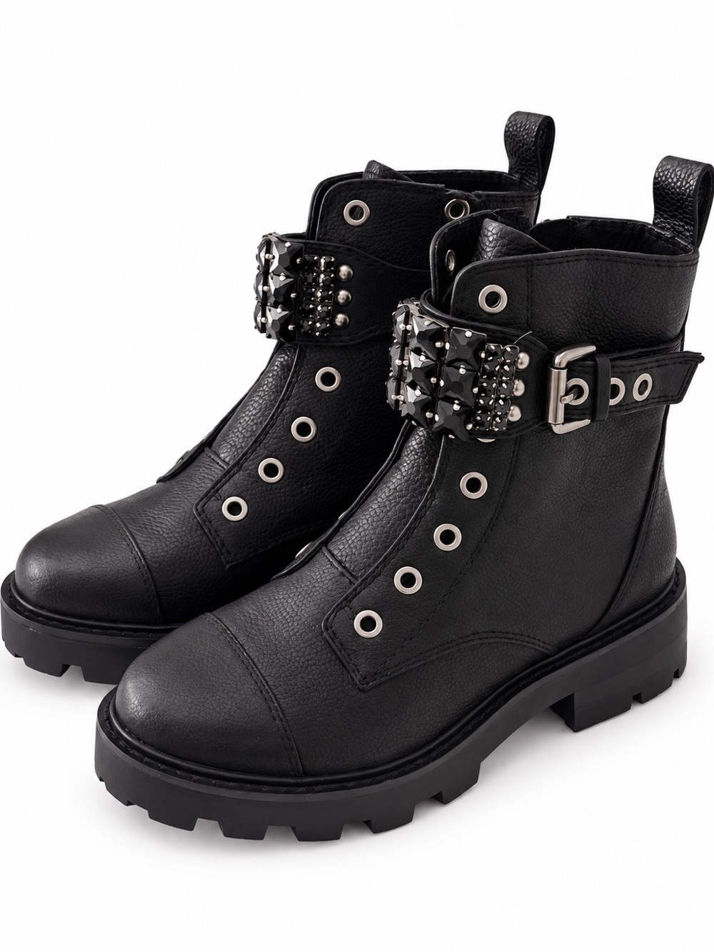 Karl Lagerfeld Studded Leather Combat Boots - Women's size 5M